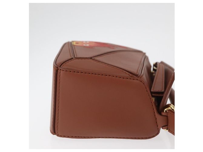 LOEWE - Borsa Puzzle Calcifer Mini di Studio Ghibli in pelle 2 in 1 Auth 167156SM Marrone D'oro - vista 3