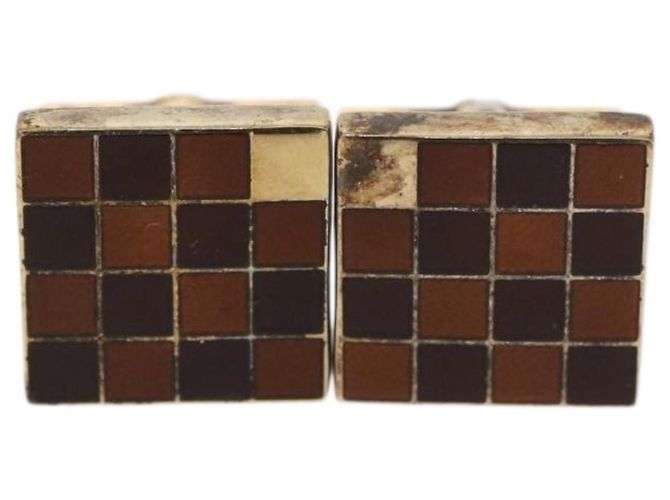 LOUIS VUITTON Maniche e Custodia per Maniche Damier Ebano Oro LV Auth 167199A D'oro Damier ebene - vista 8