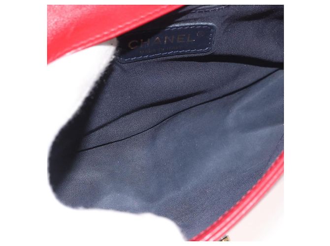 Borsa a spalla Boy Chanel in tela matelassé rossa e oro CC Auth ka3474SAM Rosso D'oro - vista 11