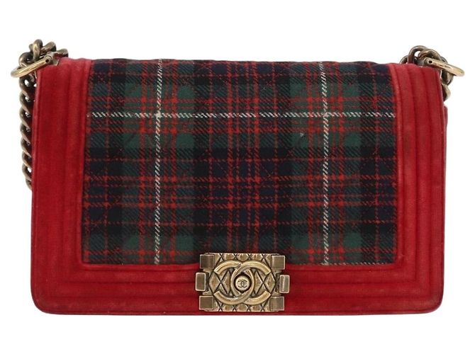Borsa a spalla Boy Chanel in tela matelassé rossa e oro CC Auth ka3474SAM Rosso D'oro - vista 13