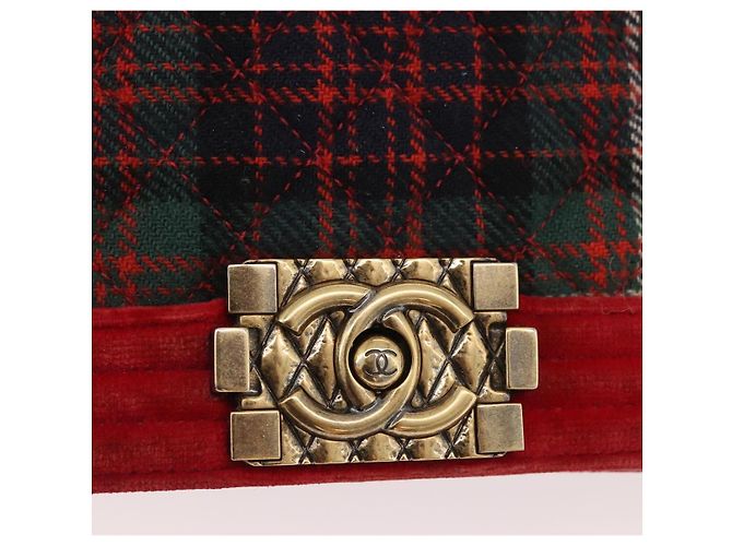 Borsa a spalla Boy Chanel in tela matelassé rossa e oro CC Auth ka3474SAM Rosso D'oro - vista 17