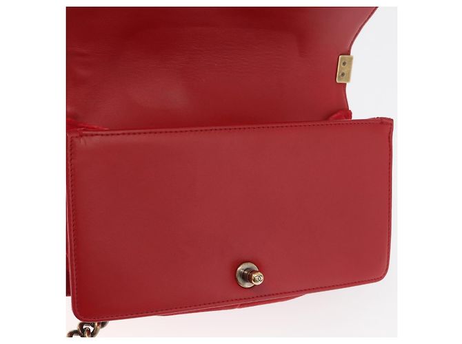 Borsa a spalla Boy Chanel in tela matelassé rossa e oro CC Auth ka3474SAM Rosso D'oro - vista 19
