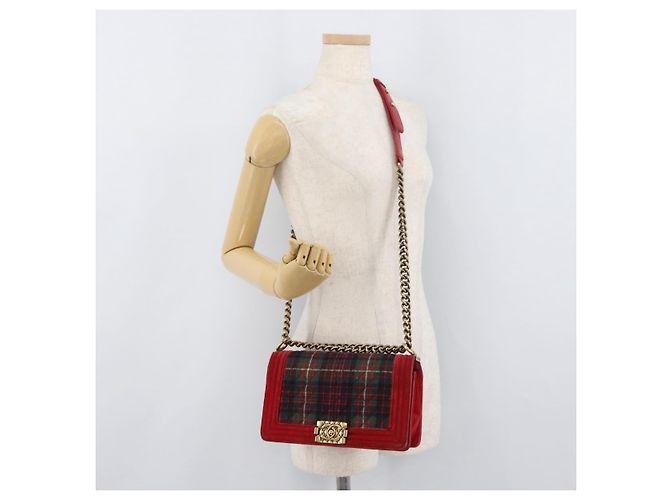 Borsa a spalla Boy Chanel in tela matelassé rossa e oro CC Auth ka3474SAM Rosso D'oro - vista 24
