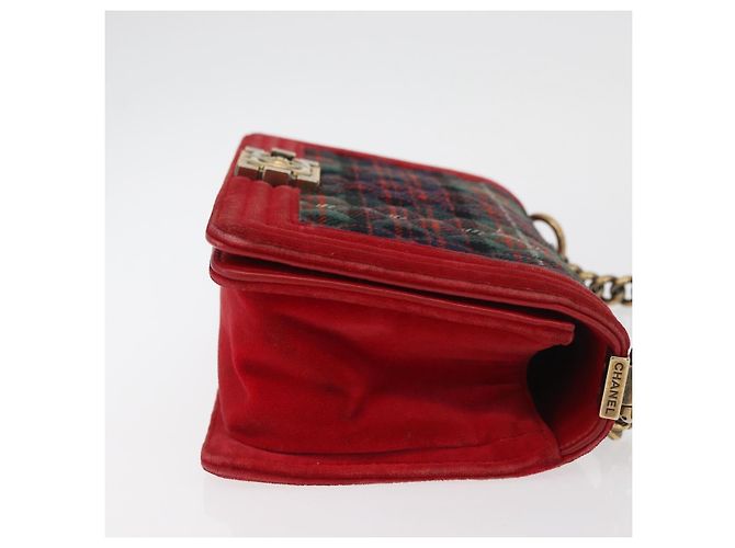 Borsa a spalla Boy Chanel in tela matelassé rossa e oro CC Auth ka3474SAM Rosso D'oro - vista 3