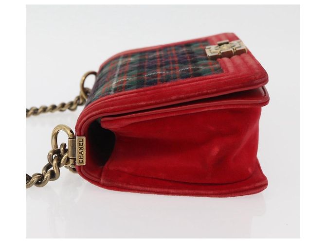 Borsa a spalla Boy Chanel in tela matelassé rossa e oro CC Auth ka3474SAM Rosso D'oro - vista 4