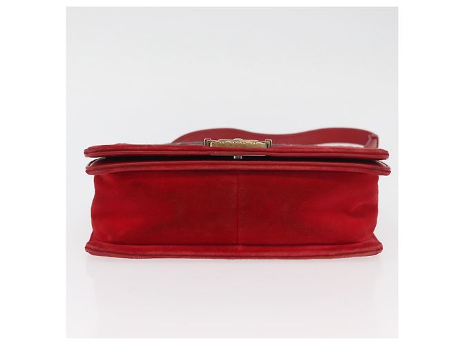 Borsa a spalla Boy Chanel in tela matelassé rossa e oro CC Auth ka3474SAM Rosso D'oro - vista 5