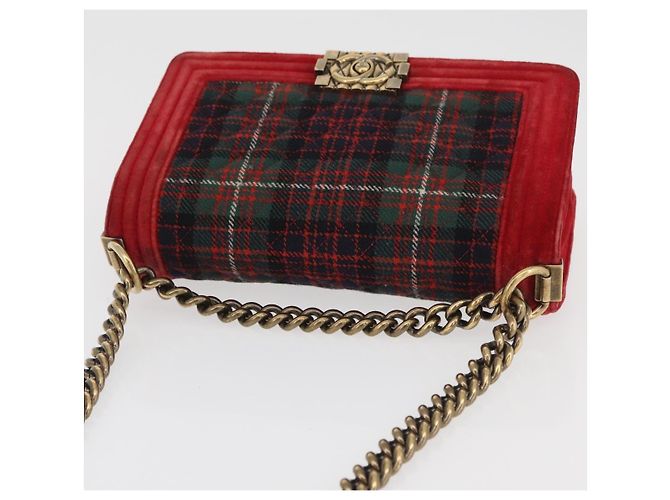 Borsa a spalla Boy Chanel in tela matelassé rossa e oro CC Auth ka3474SAM Rosso D'oro - vista 6