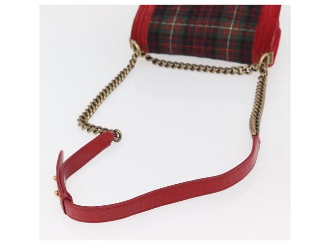Borsa a spalla Boy Chanel in tela matelassé rossa e oro CC Auth ka3474SAM Rosso D'oro - vista 7