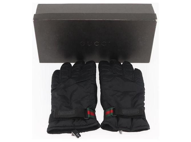 Guanti da sci GUCCI Web Sherry Line in nylon nero Auth 174408A - vista 18