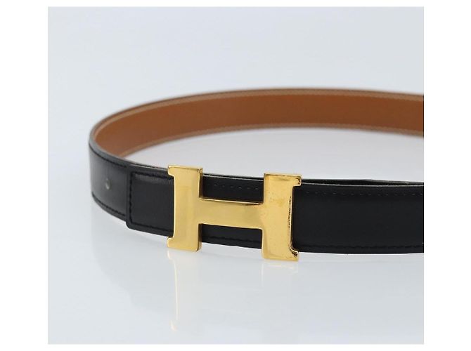 Hermès HERMES Constance Mini H Gürtel aus Leder 31,5" Schwarz Braun Auth YKZ392A - Ansicht 5