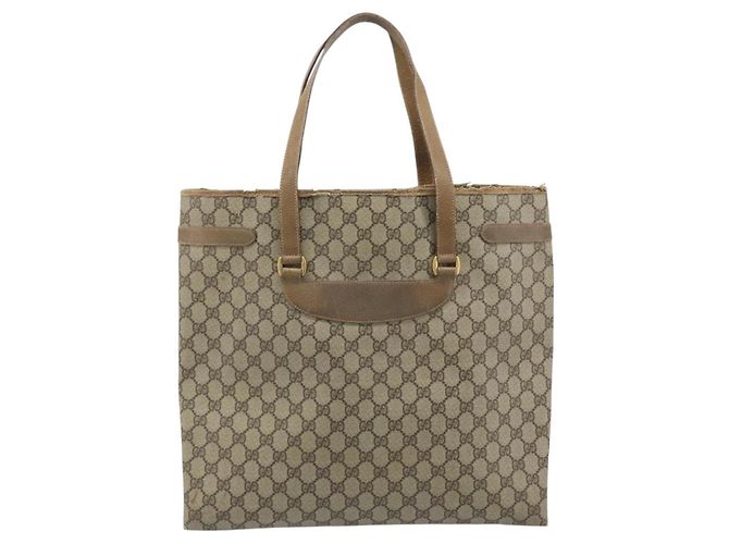 Gucci Borsa Tote GG Supreme in PVC Beige Oro 39 02 061 Auth BAZ223 - vista 2