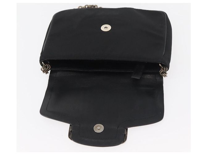 Borsa a spalla con catena Prada in nylon nero e argento autentica BAZ748A - vista 10