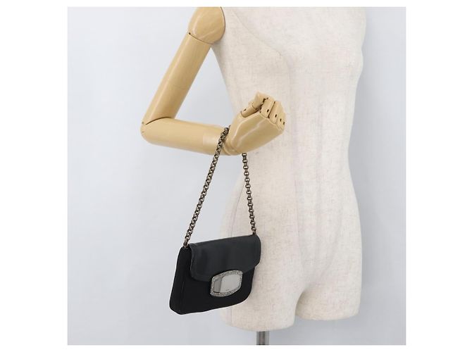 Borsa a spalla con catena Prada in nylon nero e argento autentica BAZ748A - vista 23
