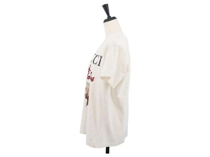 Gucci Camiseta de manga corta de algodón blanca Auth BAZ660A Blanco - vista 3