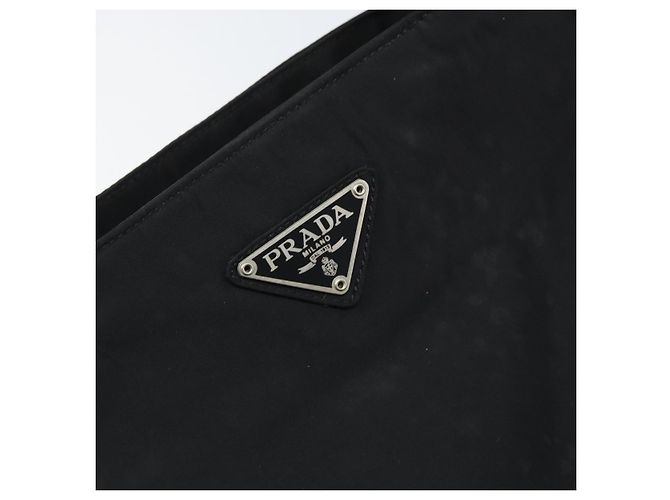 PRADA Borsa a mano in nylon nero argento Auth BAZ160 - vista 17