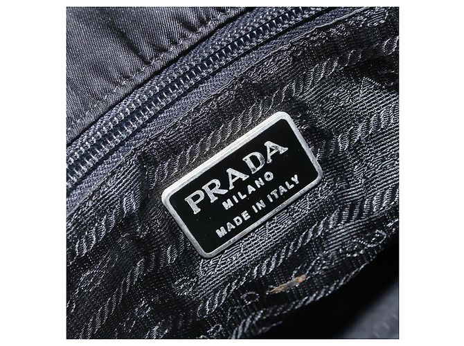 PRADA Borsa a mano in nylon nero argento Auth BAZ160 - vista 18