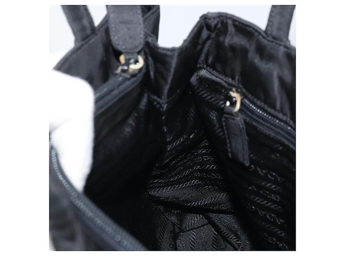 PRADA Borsa a mano in nylon nero argento Auth BAZ160 - vista 20