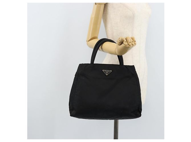 PRADA Borsa a mano in nylon nero argento Auth BAZ160 - vista 25