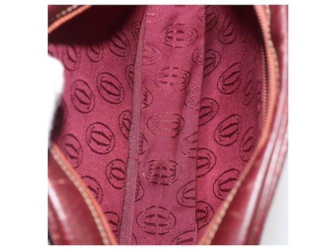 CARTIER Borsa a Spalla Must Line Pelle 3 Pezzi Bordeaux Oro Auth 166800 D'oro Bordò - vista 15