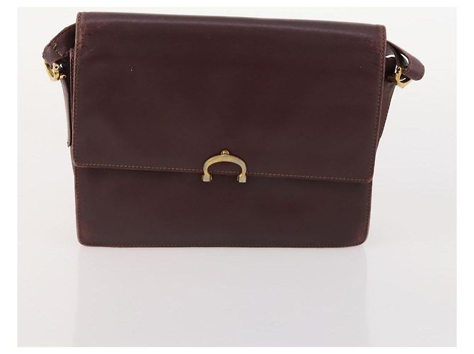 CARTIER Borsa a Spalla Must Line Pelle 3 Pezzi Bordeaux Oro Auth 166800 D'oro Bordò - vista 16