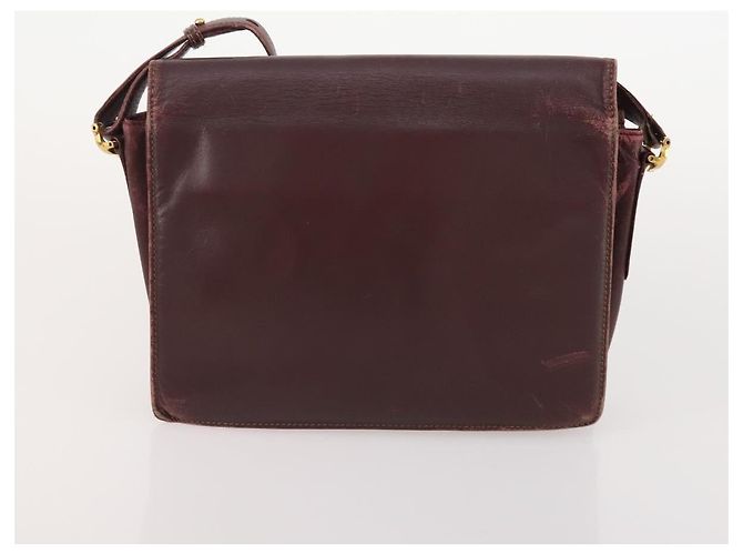 CARTIER Borsa a Spalla Must Line Pelle 3 Pezzi Bordeaux Oro Auth 166800 D'oro Bordò - vista 17