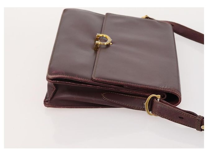 CARTIER Borsa a Spalla Must Line Pelle 3 Pezzi Bordeaux Oro Auth 166800 D'oro Bordò - vista 18