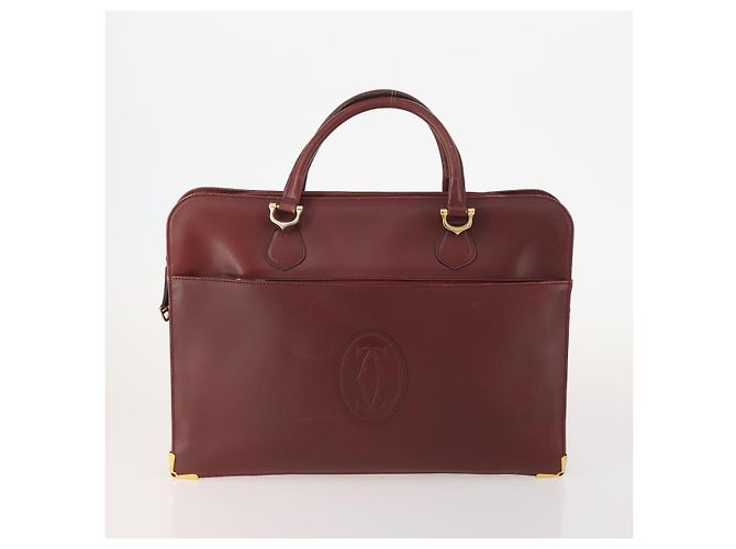 CARTIER Borsa a Spalla Must Line Pelle 3 Pezzi Bordeaux Oro Auth 166800 D'oro Bordò - vista 2