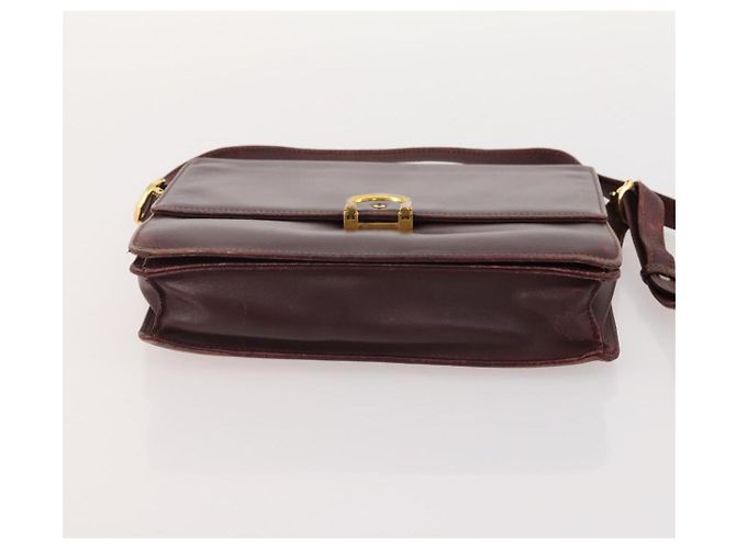 CARTIER Borsa a Spalla Must Line Pelle 3 Pezzi Bordeaux Oro Auth 166800 D'oro Bordò - vista 21
