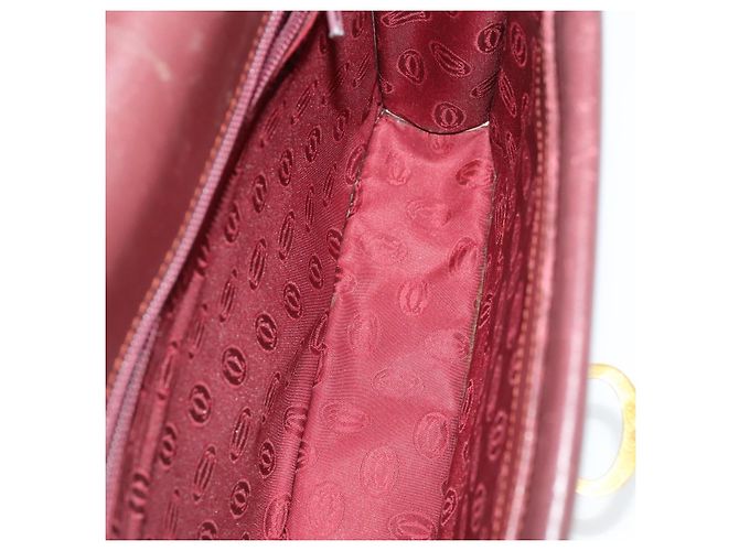 CARTIER Borsa a Spalla Must Line Pelle 3 Pezzi Bordeaux Oro Auth 166800 D'oro Bordò - vista 22