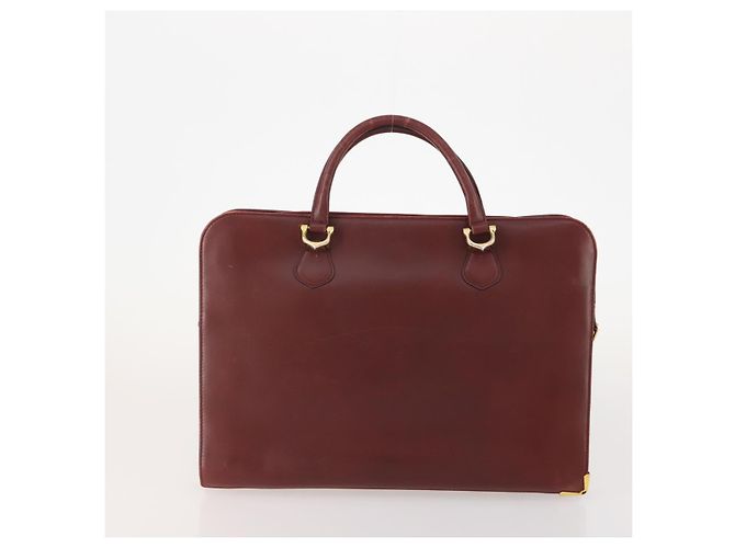CARTIER Borsa a Spalla Must Line Pelle 3 Pezzi Bordeaux Oro Auth 166800 D'oro Bordò - vista 3