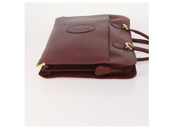 CARTIER Borsa a Spalla Must Line Pelle 3 Pezzi Bordeaux Oro Auth 166800 D'oro Bordò - vista 4