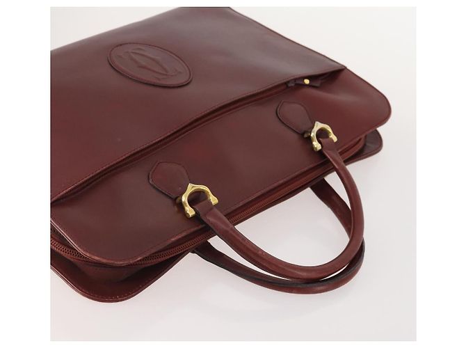 CARTIER Borsa a Spalla Must Line Pelle 3 Pezzi Bordeaux Oro Auth 166800 D'oro Bordò - vista 5