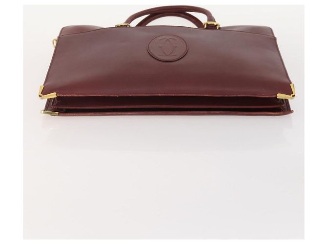 CARTIER Borsa a Spalla Must Line Pelle 3 Pezzi Bordeaux Oro Auth 166800 D'oro Bordò - vista 7