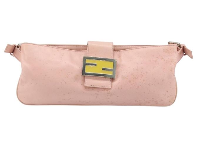 Fendi Borsa a Spalla Mamma Bucket in Pelle Rosa Argento Auth BAZ529 - vista 13