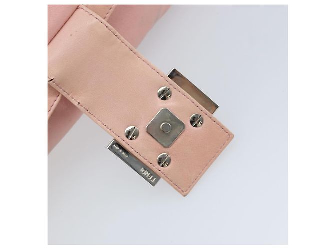 Fendi Borsa a Spalla Mamma Bucket in Pelle Rosa Argento Auth BAZ529 - vista 21