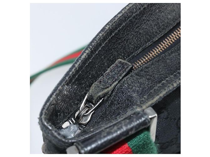Borsa a Spalla Gucci GG Canvas Web Sherry Line Nera Rossa Verde 169937 Auth YKZ350 Nero Rosso - vista 10
