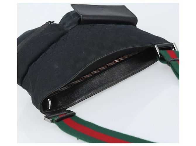 Borsa a Spalla Gucci GG Canvas Web Sherry Line Nera Rossa Verde 169937 Auth YKZ350 Nero Rosso - vista 6
