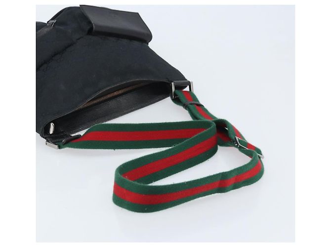 Borsa a Spalla Gucci GG Canvas Web Sherry Line Nera Rossa Verde 169937 Auth YKZ350 Nero Rosso - vista 7