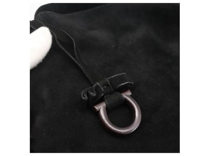 Borsa a mano Salvatore Ferragamo in suede nero argento Auth BA11561 - vista 10