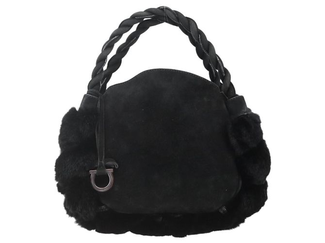 Borsa a mano Salvatore Ferragamo in suede nero argento Auth BA11561 - vista 13