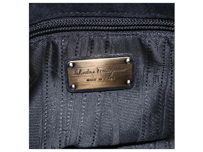 Borsa a mano Salvatore Ferragamo in suede nero argento Auth BA11561 - vista 17