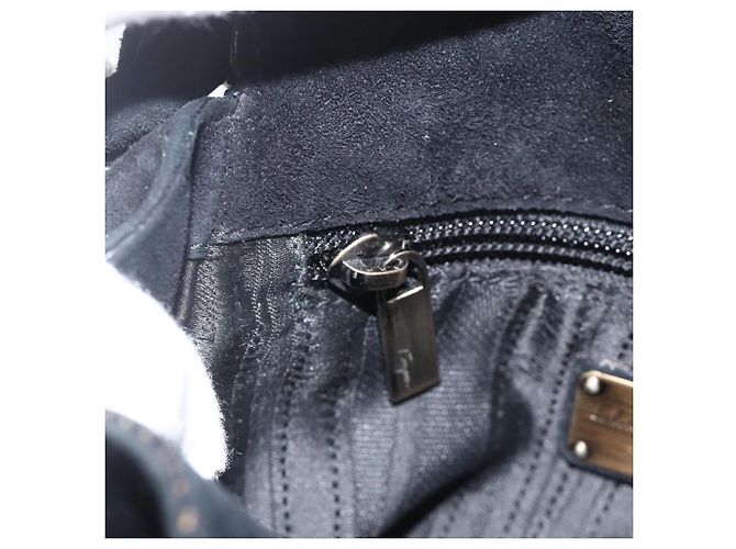 Borsa a mano Salvatore Ferragamo in suede nero argento Auth BA11561 - vista 20