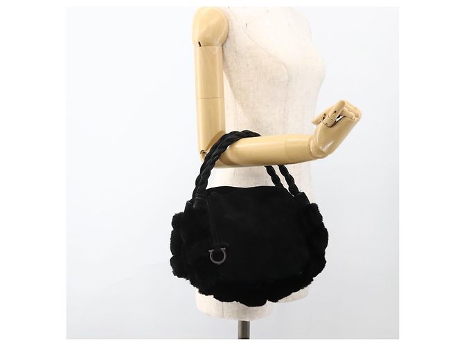 Borsa a mano Salvatore Ferragamo in suede nero argento Auth BA11561 - vista 22