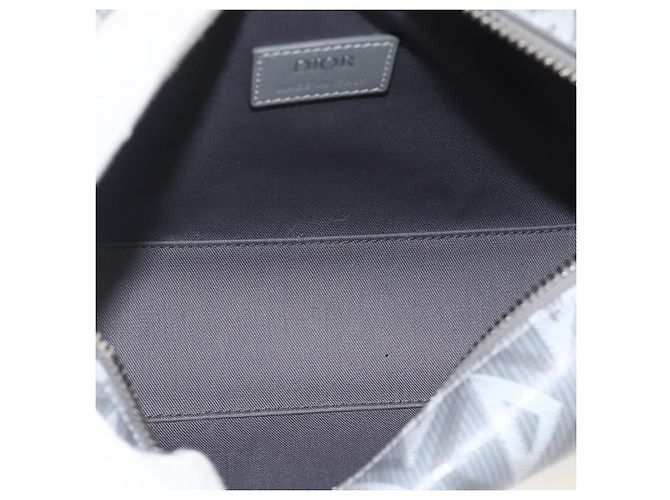 Borsa a Spalla Rango 22 in Tela PVC Grigio Argento Christian Dior Auth 174428SAM Marrone - vista 11