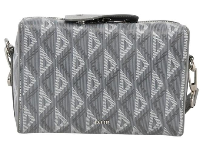 Borsa a Spalla Rango 22 in Tela PVC Grigio Argento Christian Dior Auth 174428SAM Marrone - vista 13