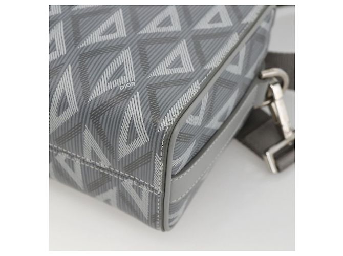 Borsa a Spalla Rango 22 in Tela PVC Grigio Argento Christian Dior Auth 174428SAM Marrone - vista 14