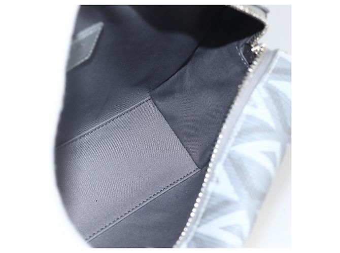 Borsa a Spalla Rango 22 in Tela PVC Grigio Argento Christian Dior Auth 174428SAM Marrone - vista 20