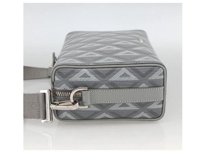 Borsa a Spalla Rango 22 in Tela PVC Grigio Argento Christian Dior Auth 174428SAM Marrone - vista 3