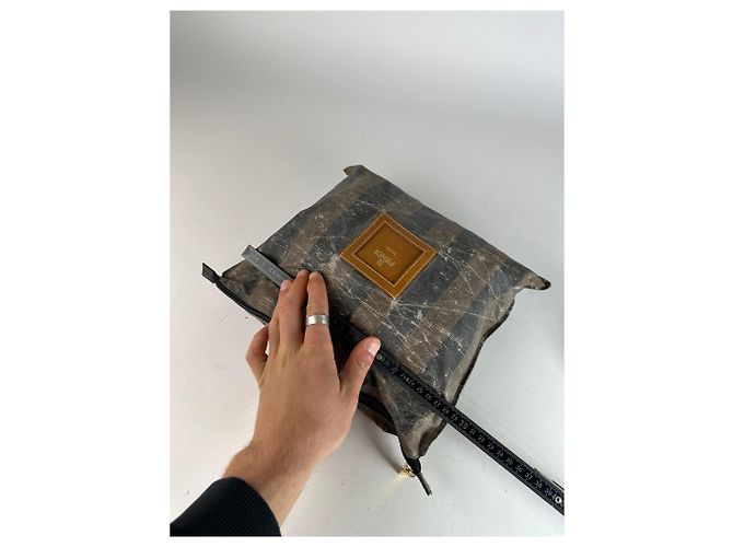 Borsa Mini Stripes Vintage Fendi Marrone Nero - vista 7