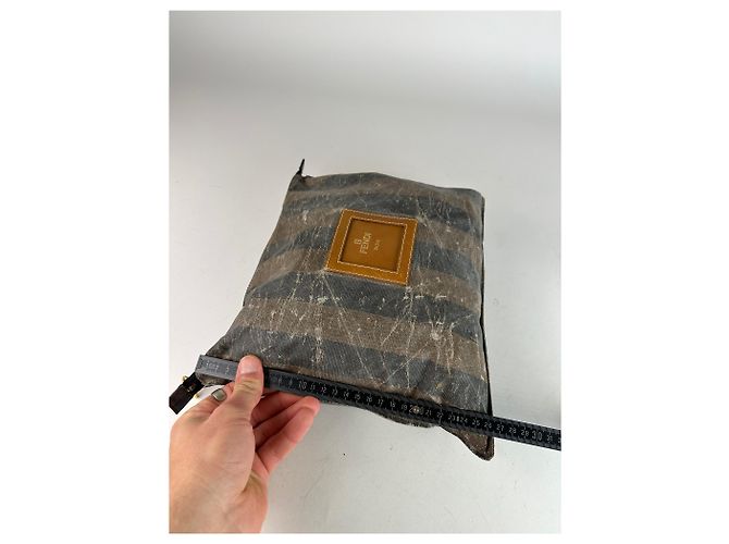 Borsa Mini Stripes Vintage Fendi Marrone Nero - vista 8